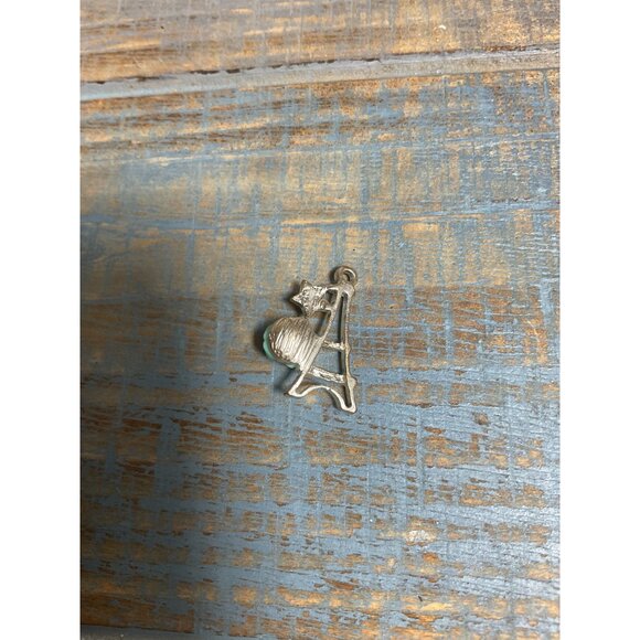 Eiffel Tower Charm Pendant With Turquoise Rose & Clear Rhinestone Accent - Picture 4 of 4